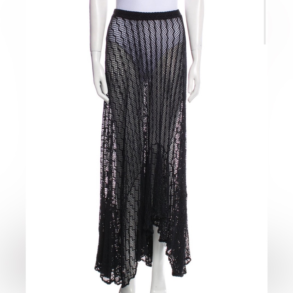 PatBO Elegant Black Lace Maxi Skirt